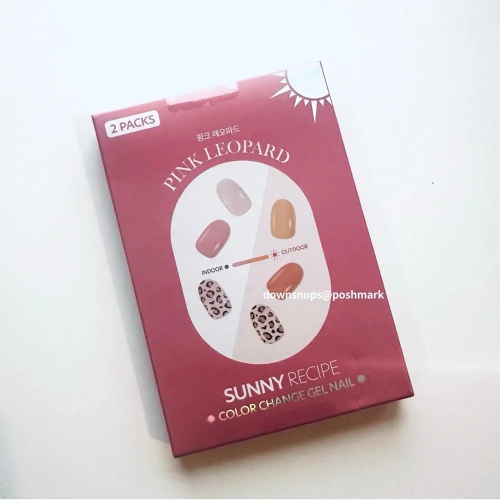 La Rarita Sunny Recipe Color Change Gel Nail Set 2 Pack Pink Leopard